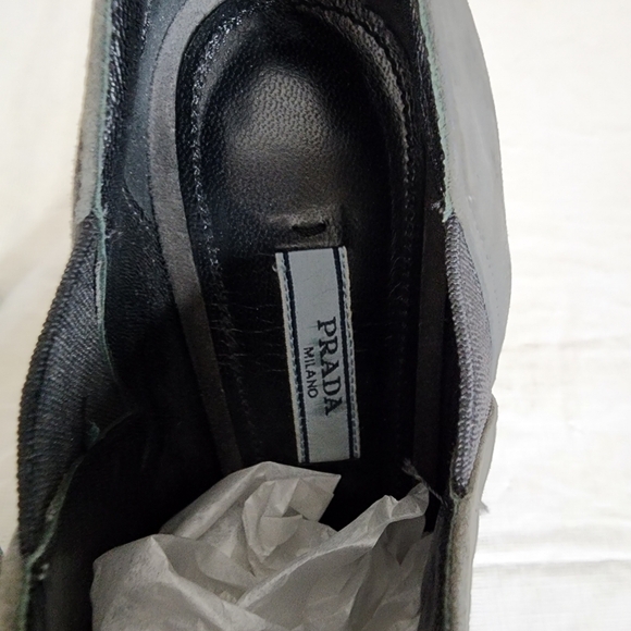 Authentic Prada Grey Suede Peep Toe Stiletto Heels size 38.5IT/8US - Picture 11 of 13
